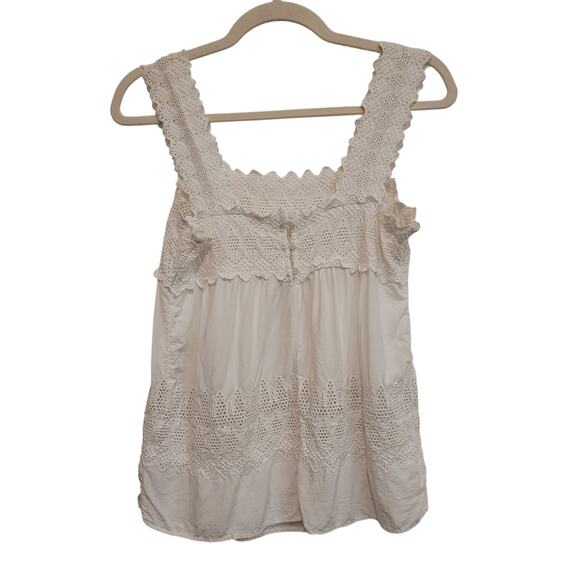Old Navy Women’s Ivory/White Eyelet Camisole Top Size S Wide Straps Smocked Bust - Picture 2 of 10